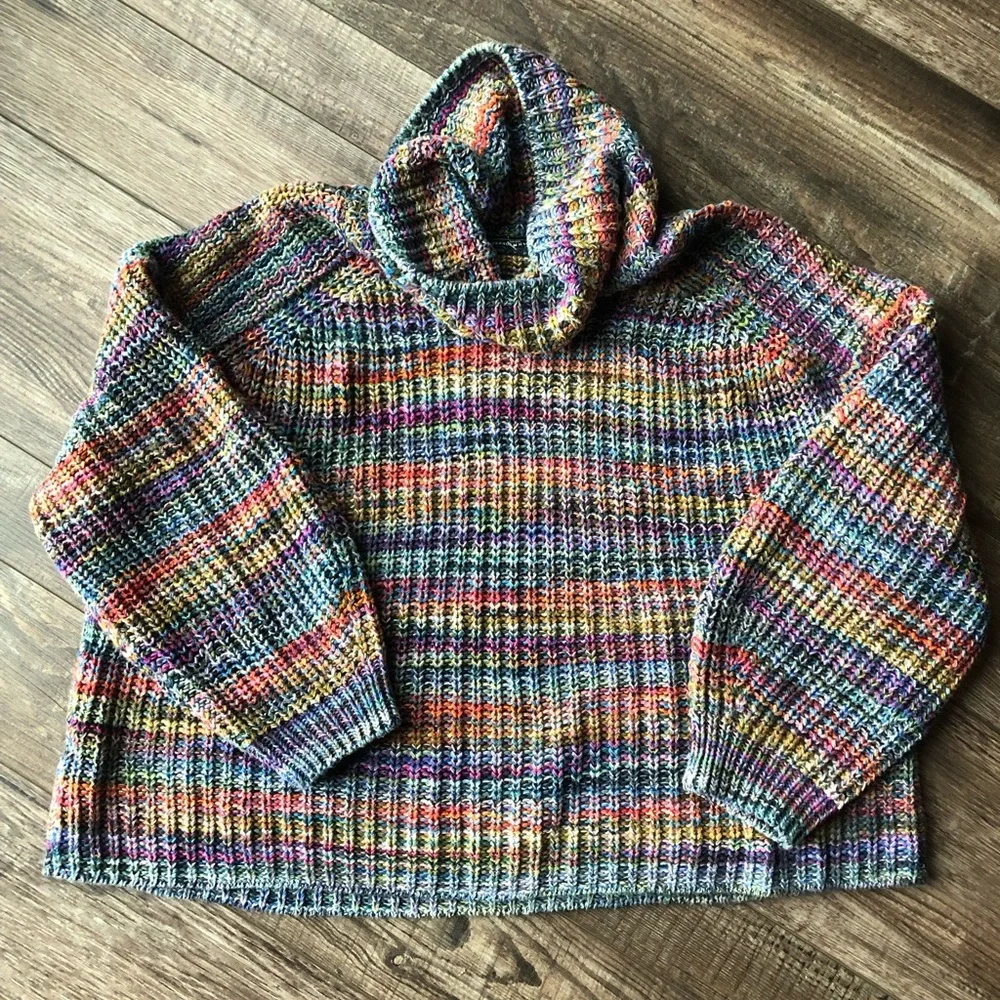 Peruvian Connection Grasse T-neck Turtleneck Sweater Multicolor Woven large Knit - Picture 4 of 4